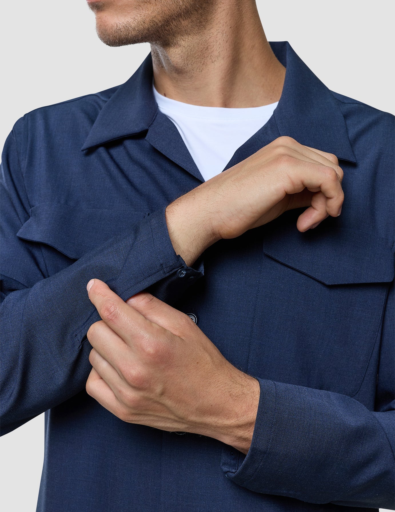 Tech Wool Overshirt Navy